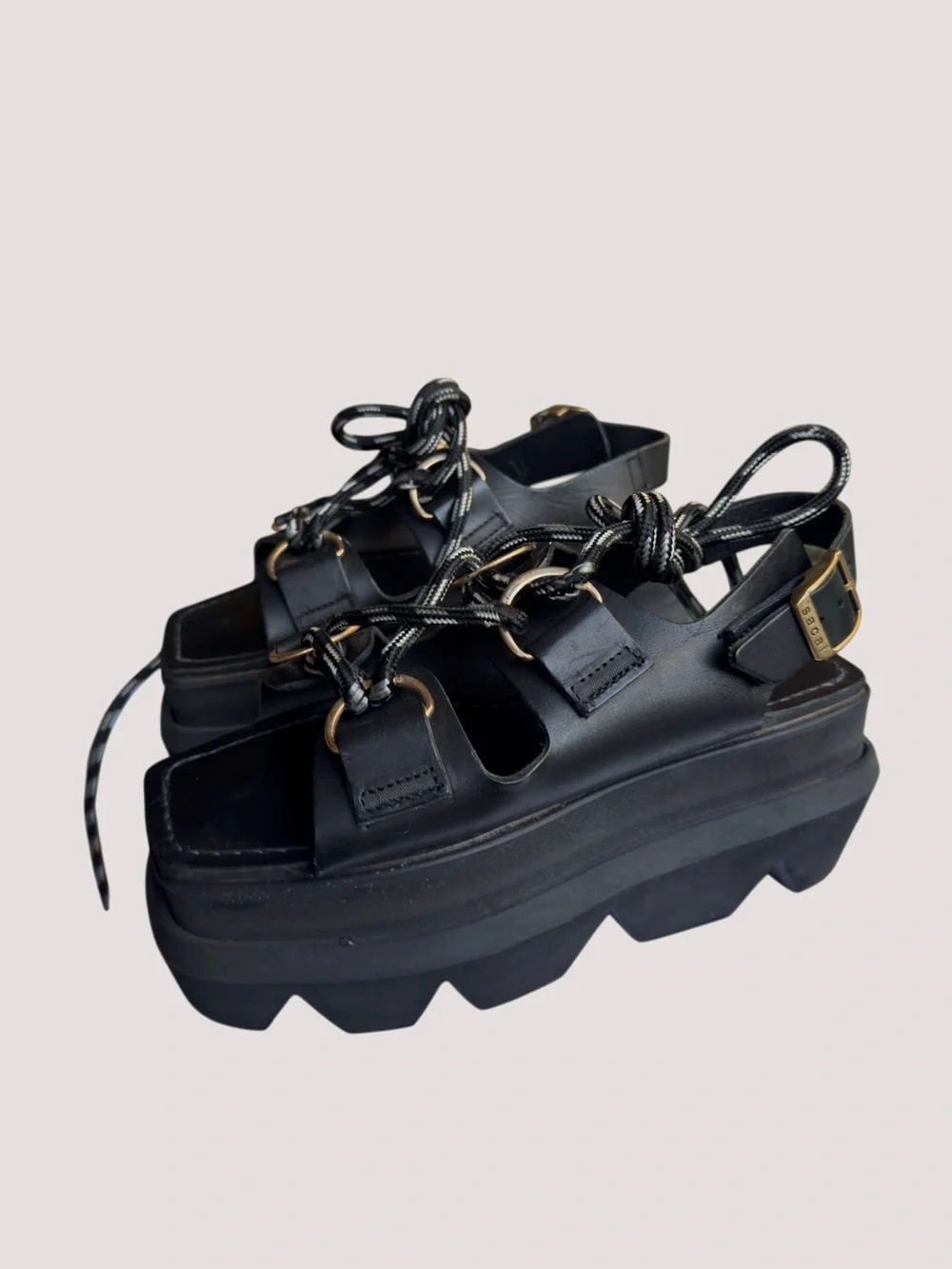 Sacai Lace Up Platform Sandals